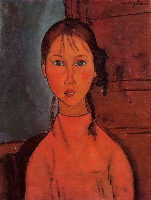 Amedeo Modigliani Werk - Mädchen mit Zöpfen 1918 (1)